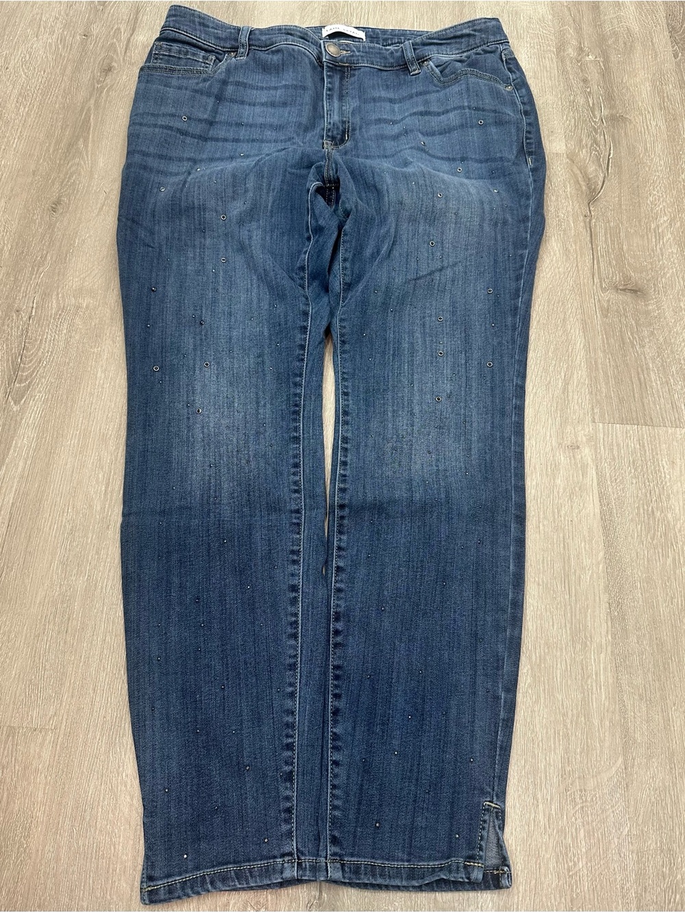 Lane Bryant Dark Blue Straight Leg Jeans with Stud Accents